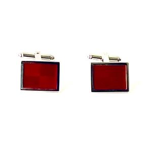 Sterling Silver & Red Enamel Men’s Cufflinks